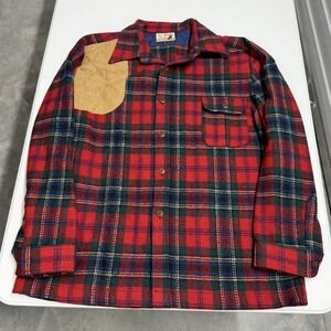 Vintage Lobo by Pendleton Mens XL Red Plaid Wool Hunting Shirt Shooting Pad
